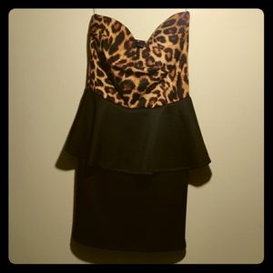 Strapless Leopard Dress